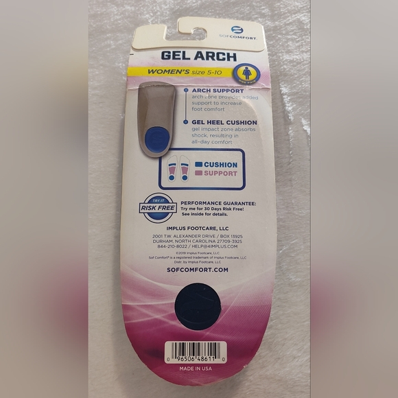 NWT! SofComfort Gel Arch Shoe Insert- Sz 5-10 - Picture 5 of 7